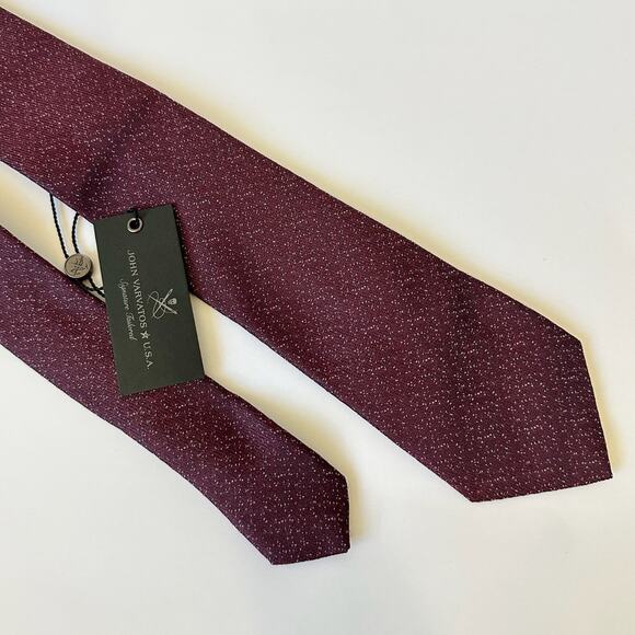 JOHN VARVATOS USA Neck Tie Mens Burgundy Silk Flecked Signature Tailored NWT - Picture 4 of 10